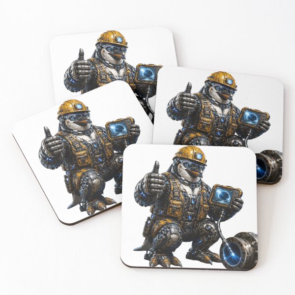 Item preview, Steel Penguin Pipe Inspector – Mechanical Cyber Penguin | Industrial Pipeline Inspector | Funny Industrial Worker Art designed and sold by SteelCoat Studio.