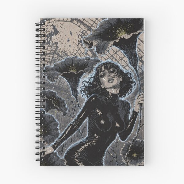 Item preview, Gothic woman in latex surrounded by dark gloomy flowers designed and sold by Creative88Art.