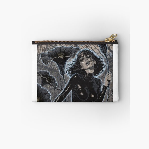 Item preview, Gothic woman in latex surrounded by dark gloomy flowers designed and sold by Creative88Art.