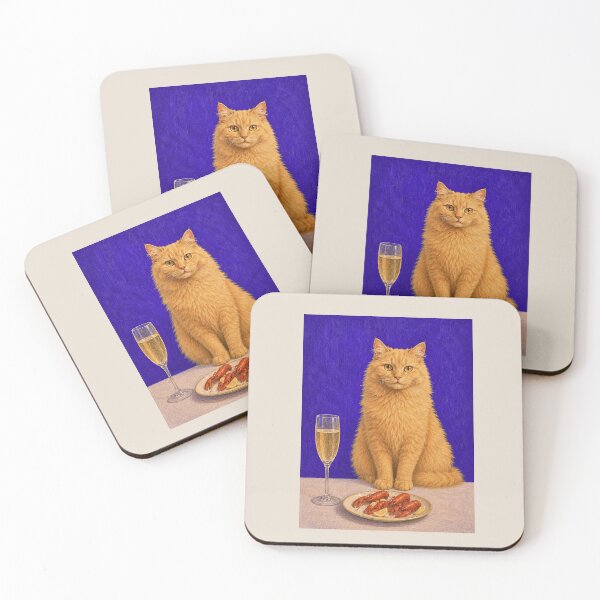 Item preview, Elegant Orange Cat with Lobster | Champagne & Lobster Cat Portrait designed and sold by MakitoDesign.
