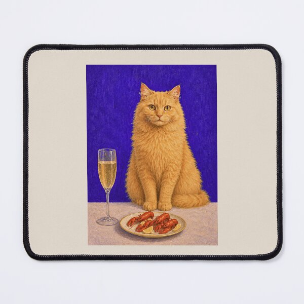 Item preview, Elegant Orange Cat with Lobster | Champagne & Lobster Cat Portrait designed and sold by MakitoDesign.
