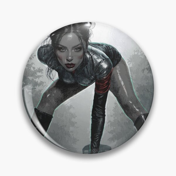 Item preview, Woman in latex crouching under clock on train platform designed and sold by Creative88Art.