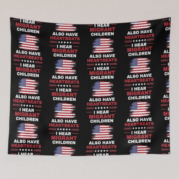Item preview, I Hear Migrant Children Also Have Heartbeats American Flag Human Rights designed and sold by DarylPope.