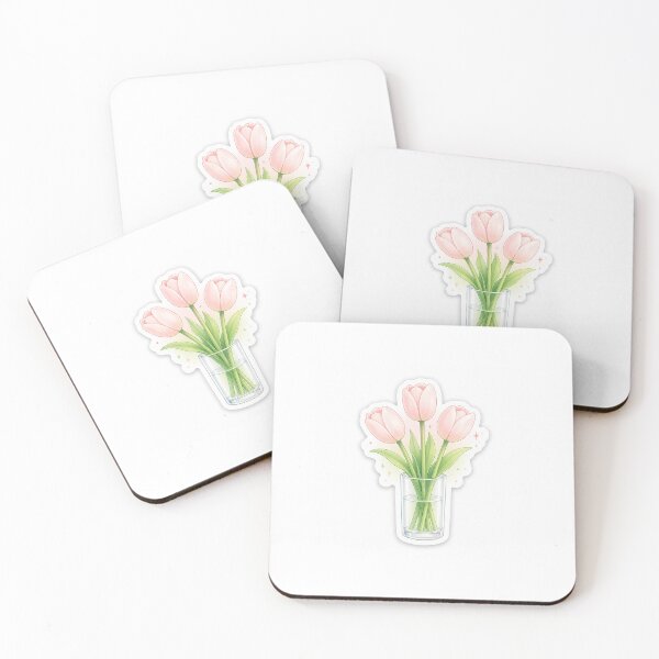 Item preview, Soft Pink Tulips in Glass Vase Sticker | Minimalist Floral Aesthetic Illustration designed and sold by BLOOMVELLE.