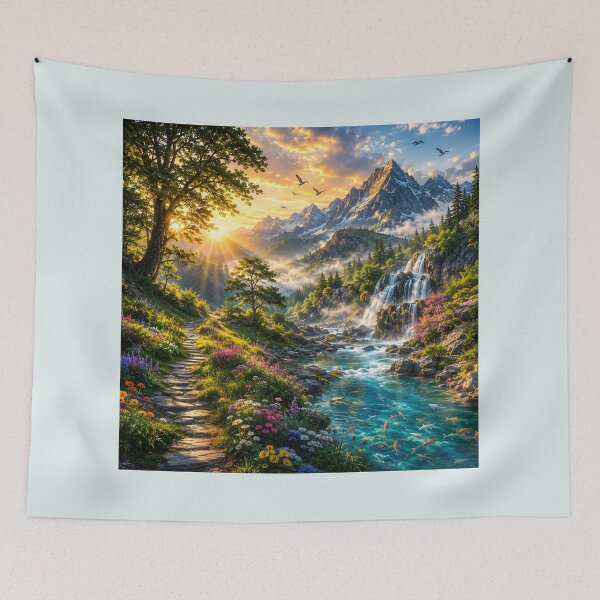 Item preview, Golden Sunrise Alpine Mountain Landscape designed and sold by hutofdesigns.