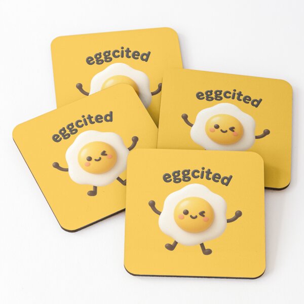 Item preview, Eggcited | Cute Fried Egg Kawaii Character | Funny Breakfast Food Pun designed and sold by Eathusiast.