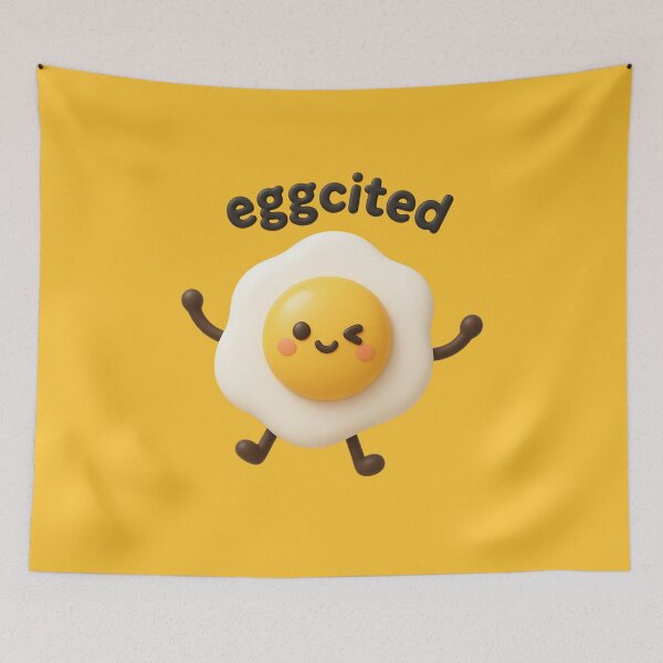 Item preview, Eggcited | Cute Fried Egg Kawaii Character | Funny Breakfast Food Pun designed and sold by Eathusiast.