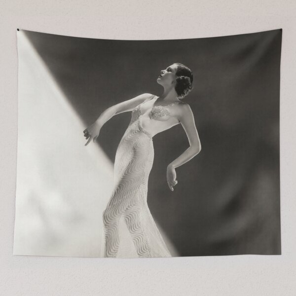 Item preview, Night and Day, portrait of roaring twenties Genevieve Phillips circa 1933 flapper fashion female vintage black and white photograph designed and sold by Astrid Arkhangelsky.