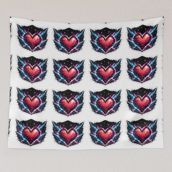 Item preview, Retro Pixel Heart Cyber Lightning Gaming Art designed and sold by RiteshCenter .