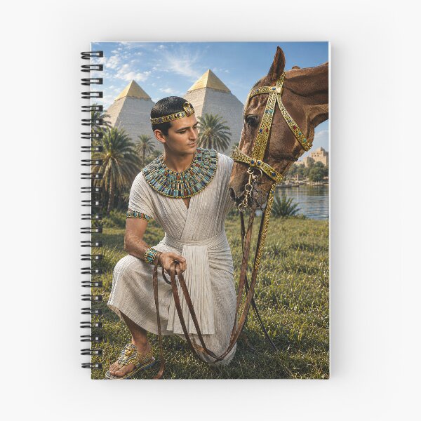 Item preview, Ancient Egyptian Noble with Royal Horse by the Nile | Hyperrealistic Kemet Wall Art | Pharaoh Inspired Artwork designed and sold by TuyaArts.