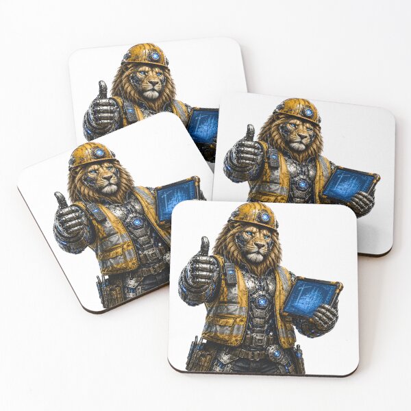 Item preview, Steel Lion Project Manager – Mechanical Cyber Lion | Industrial Construction Manager | Futuristic Engineering Leader Art designed and sold by SteelCoat Studio.