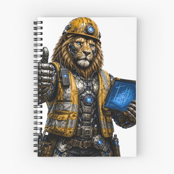 Item preview, Steel Lion Project Manager – Mechanical Cyber Lion | Industrial Construction Manager | Futuristic Engineering Leader Art designed and sold by SteelCoat Studio.
