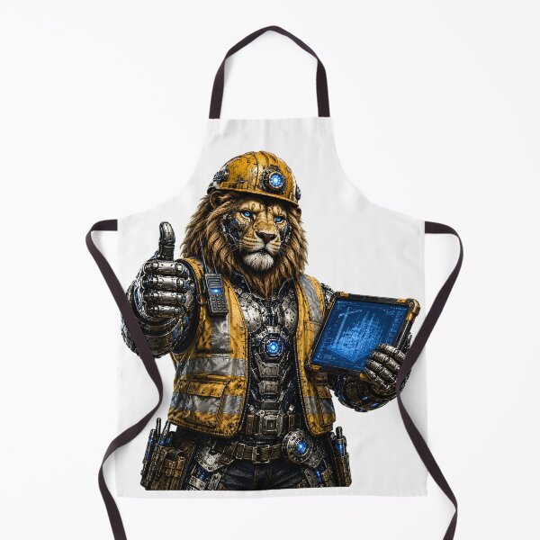 Item preview, Steel Lion Project Manager – Mechanical Cyber Lion | Industrial Construction Manager | Futuristic Engineering Leader Art designed and sold by SteelCoat Studio.