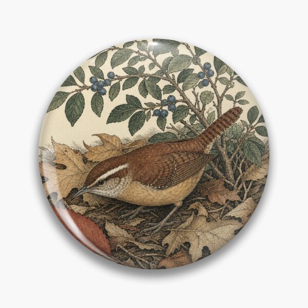 Item preview, Carolina Wren in the Leaf Litter — Wildlife Garden Art designed and sold by QuietWingGuide.