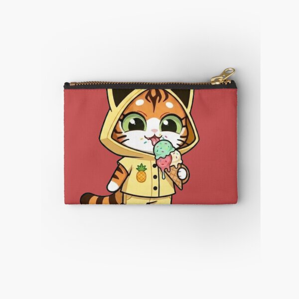 Item preview, Cute Kawaii Orange Tabby Cat with Ice Cream Cone & Pineapple Hoodie – Summer Dessert Art designed and sold by BLUESKY11a.
