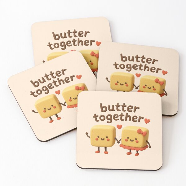 Artikelvorschau, Butter zusammen | Süßes Kawaii-Butterpaar | Lustiges Wortspiel mit Liebesmotiv entworfen und verkauft von Eathusiast.