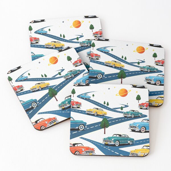 Item preview, Retro Classic Cars on Winding Roads Pattern designed and sold by MintvexaDesign.