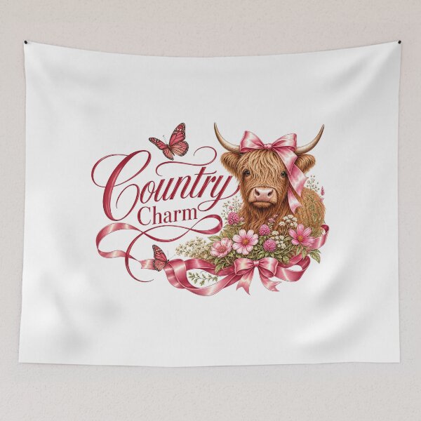 Item preview, Country Charm Highland Cow with Pink Bow Floral Western Shirt designed and sold by QuirkyCloud Designs.
