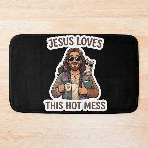 Item preview, Jesus Loves This Hot Mess | Funny Jezus Gifts For Christians designed and sold by BrokenLabel.