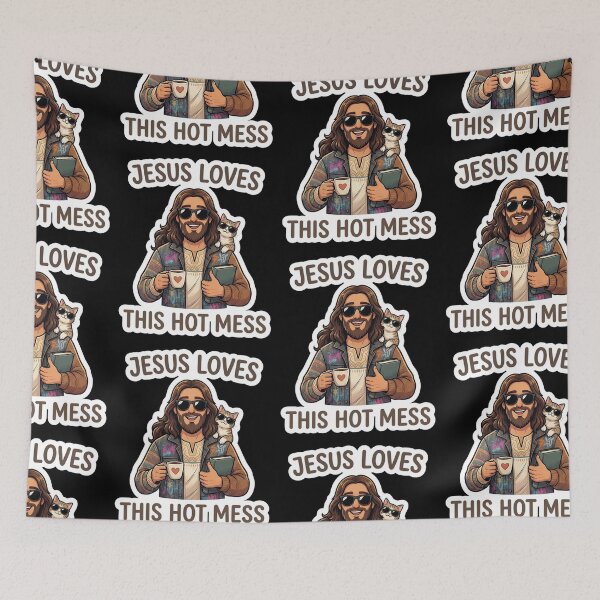 Item preview, Jesus Loves This Hot Mess | Funny Jezus Gifts For Christians designed and sold by BrokenLabel.