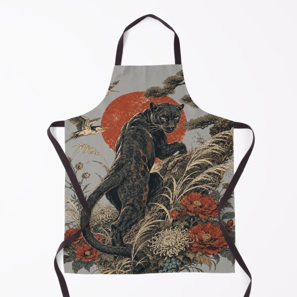Item preview, Black Panther Moon Japanese Woodblock Botanical Tattoo Shirt designed and sold by POD DYNASTY | Original Print On Demand T-Shirt Graphics.