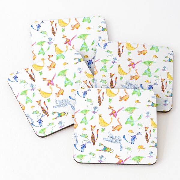 Item preview, Colorful Cute Kittens Kids Pattern - Bright Pencil Drawing Nursery Art - Playful Cat Lover Baby Gift designed and sold by Marina Khromova.