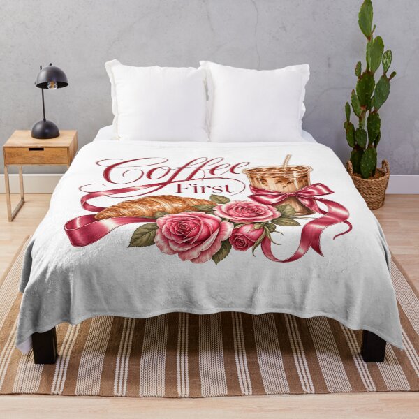 Item preview, Coffee First Iced Coffee Coquette Floral Aesthetic T-Shirt Design designed and sold by QuirkyCloud Designs.