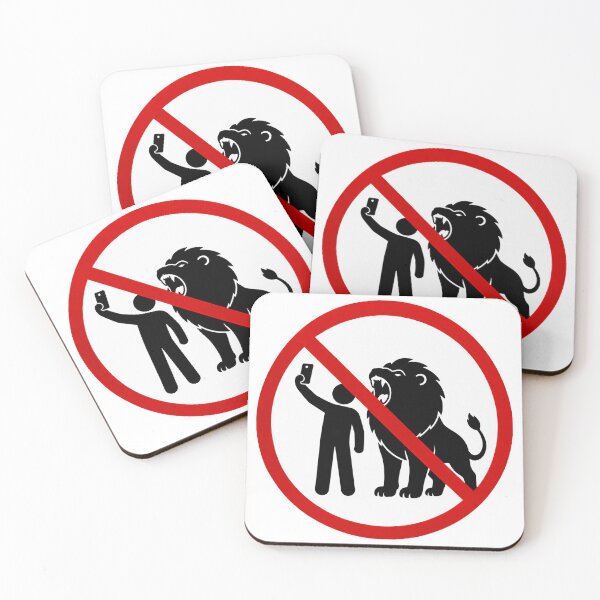 Item preview, Funny Lion Selfie Warning Sign designed and sold by MonkiFlipp.