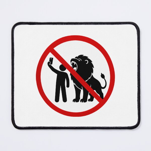 Item preview, Funny Lion Selfie Warning Sign designed and sold by MonkiFlipp.