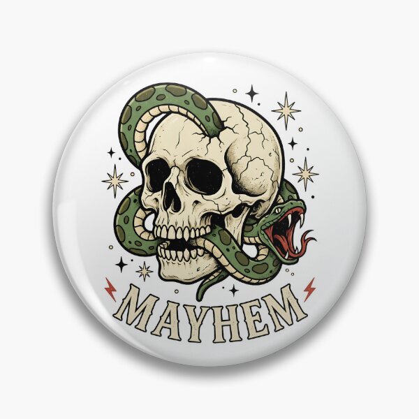 Item preview, Mayhem Skull and Snake Vintage Gothic Design | Dark Aesthetic Horror Skeleton Graphic Tee designed and sold by HCNDesign.