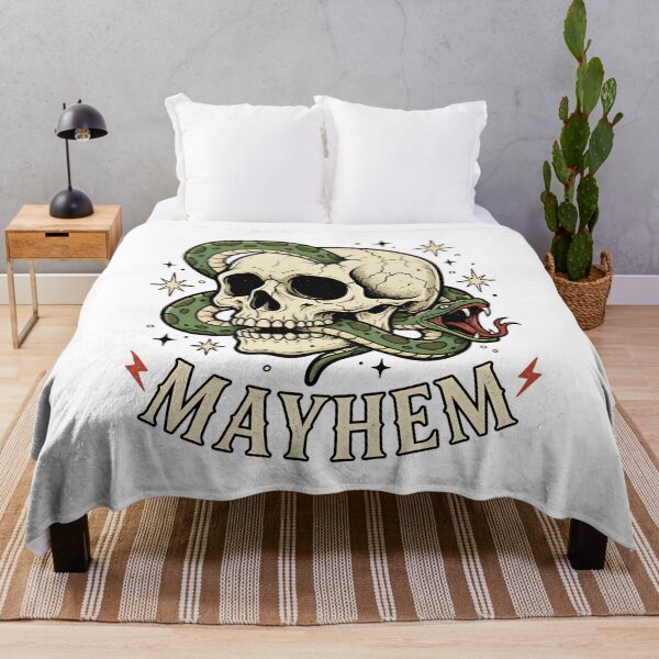 Item preview, Mayhem Skull and Snake Vintage Gothic Design | Dark Aesthetic Horror Skeleton Graphic Tee designed and sold by HCNDesign.