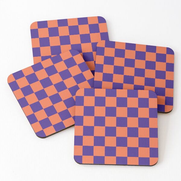 Item preview, Large Checkerboard Pattern in Coral and Royal Purple | Tonal Stories Collection designed and sold by ViviNyks.