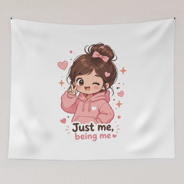 Item preview, Just Me Being Me Cute Girl Sticker | Kawaii Aesthetic Quote designed and sold by Charul2dartist.