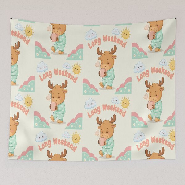 Item preview, Cute Sleepy Moose Long Weekend Kawaii designed and sold by InspiredCreatives.