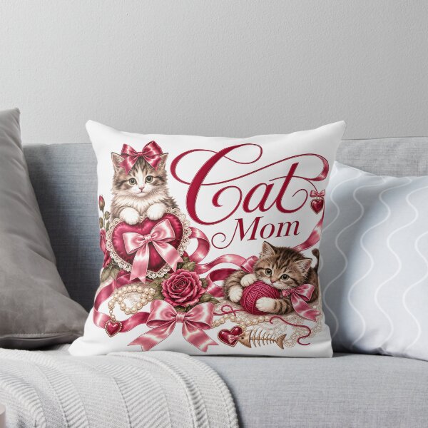 Item preview, Cat Mom Cute Kitten Coquette Floral Aesthetic T-Shirt Design designed and sold by QuirkyCloud Designs.
