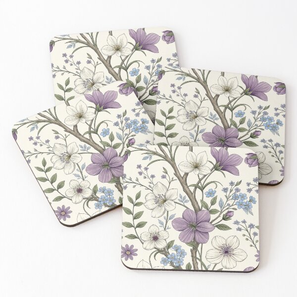 Item preview, Vintage Purple Floral Pattern Elegant Botanical Seamless Design designed and sold by HaruVibe-Studio.