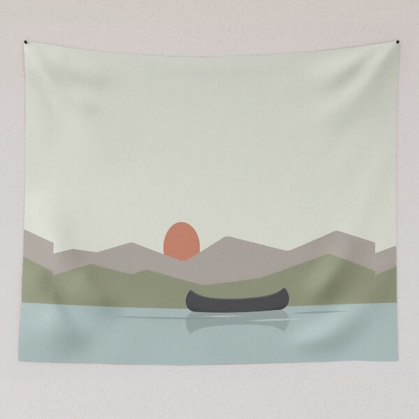 Item preview, Minimalist Canoe Lake Mountain Sunrise Nature  designed and sold by InspiredCreatives.