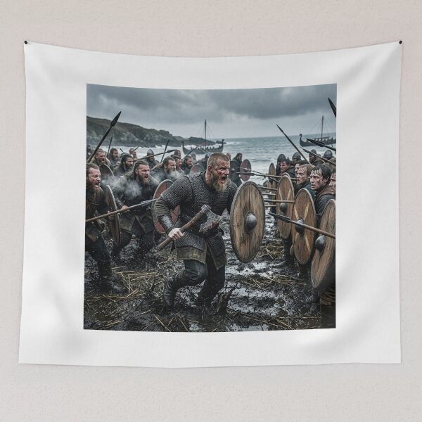 Item preview, Fierce Viking Warriors Battle On The Coast designed and sold by NiceArtsPlace.