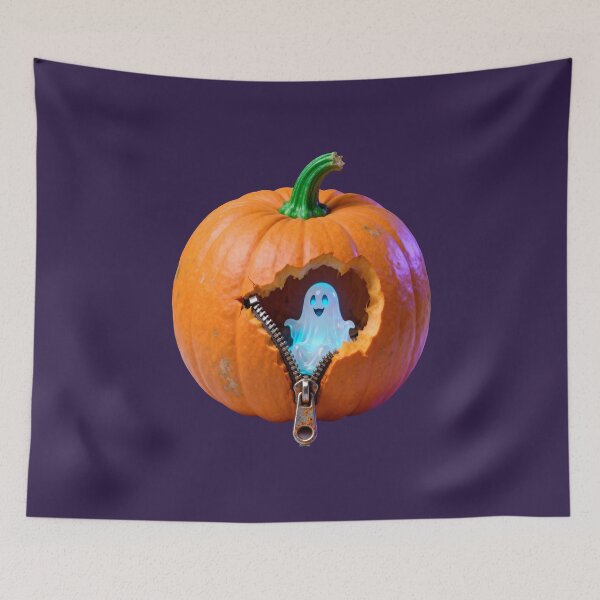 Item preview, Happy Ghost Inside a Cracked Pumpkin designed and sold by OksArtStudio.