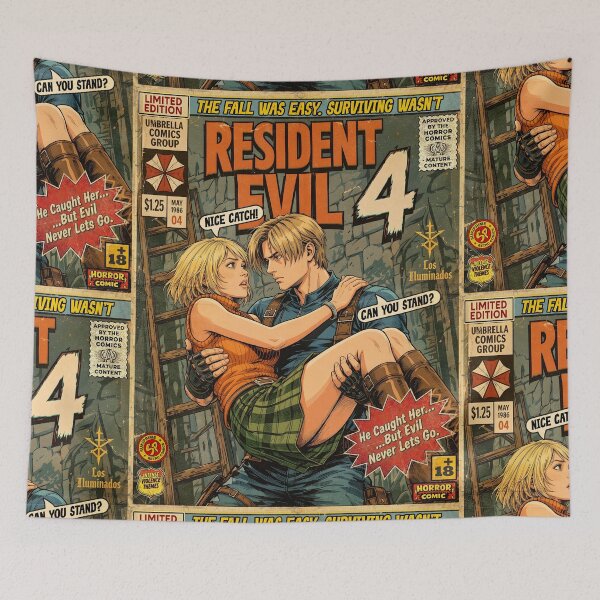 Item preview, Resident Evil 4 Ashley and Leon Vintage Retro Comic Cover Art designed and sold by Back2Collage.