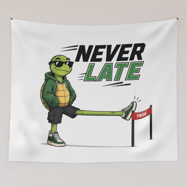 Item preview, Never Late Cool Turtle Racing Mascot Graphic Illustration designed and sold by AbderraimArt.