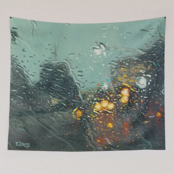 Item preview, Rainy street oil painting designed and sold by Yue Zeng Art Studio.