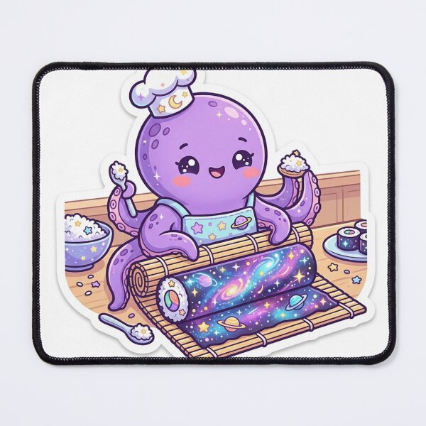 Item preview, Cute Cosmic Galaxy Sushi Chef Octopus designed and sold by NiceArtsPlace.