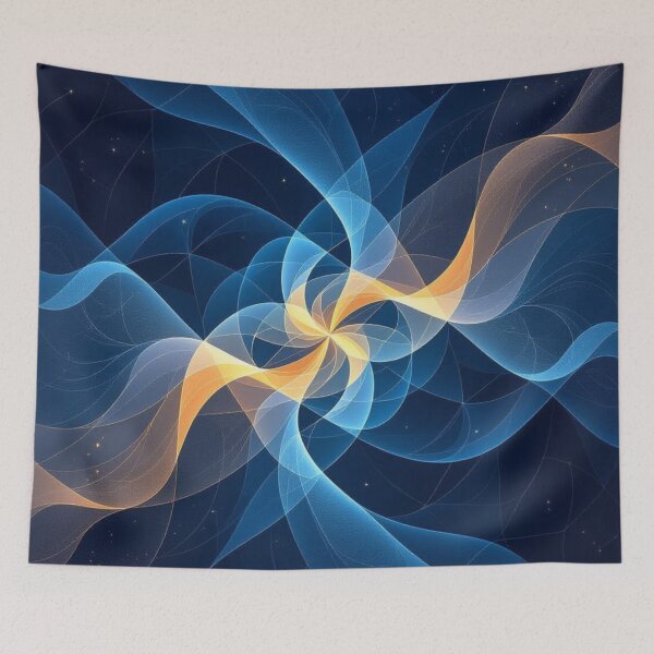 Item preview, Blue Gold Spiral Waves designed and sold by Harmonic_Layers.