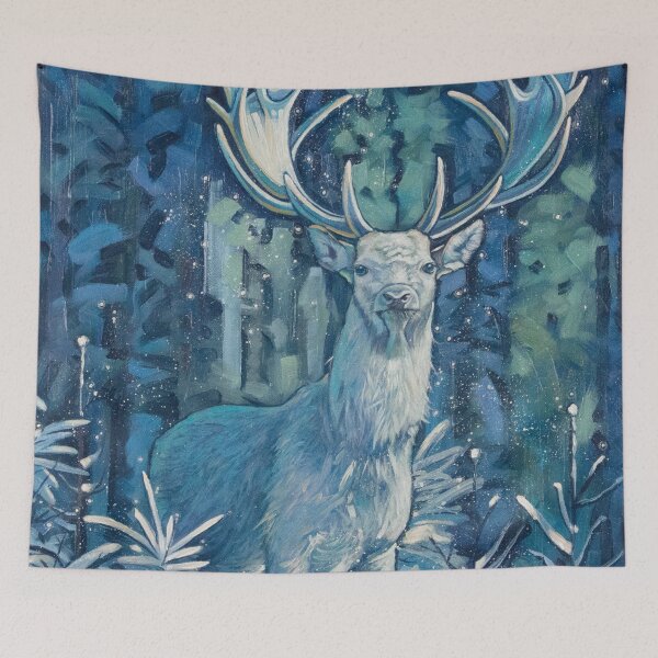 Item preview, Frosty stag oil painting designed and sold by Yue Zeng Art Studio.