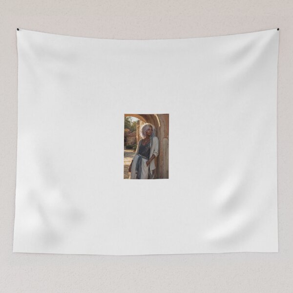 Item preview, Woman in linen attire by stone archway designed and sold by CathryneDelamort.