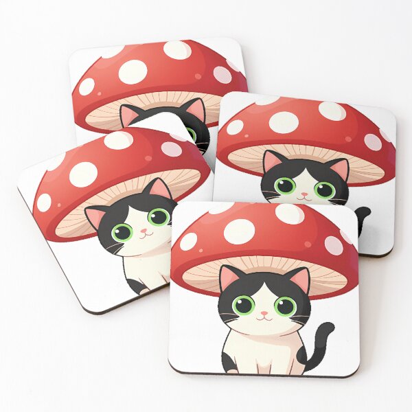 Item preview, Curious Cat Peeking from Giant Red Toadstool designed and sold by pumsquare.