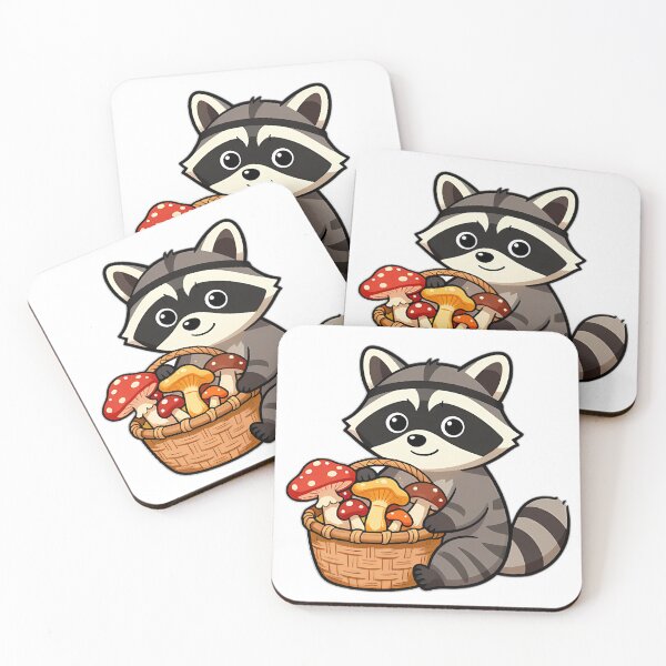 Item preview, Raccoon with Mushroom Basket designed and sold by pumsquare.