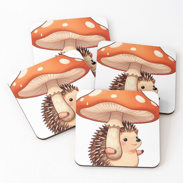 Item preview, Hedgehog Carrying Mushroom Umbrella designed and sold by pumsquare.