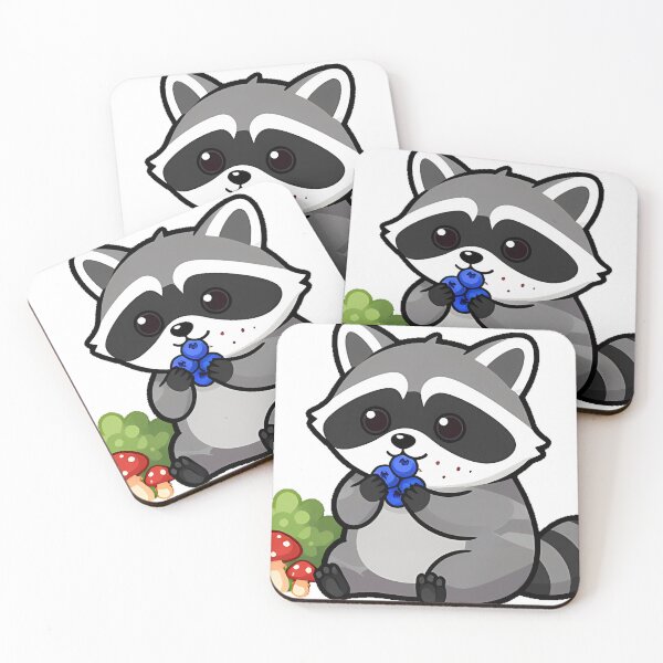 Item preview, Raccoon Eating Wild Berries Near Mushrooms designed and sold by pumsquare.